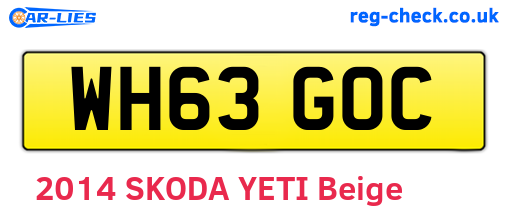 WH63GOC are the vehicle registration plates.