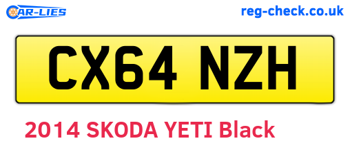 CX64NZH are the vehicle registration plates.