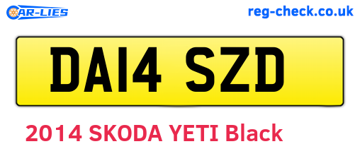 DA14SZD are the vehicle registration plates.