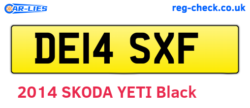 DE14SXF are the vehicle registration plates.
