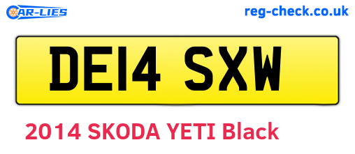 DE14SXW are the vehicle registration plates.