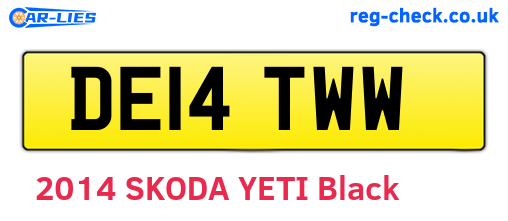 DE14TWW are the vehicle registration plates.