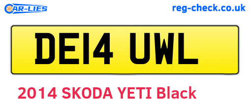 DE14UWL are the vehicle registration plates.