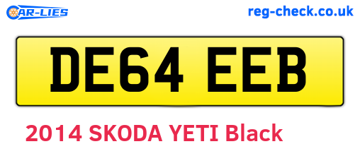 DE64EEB are the vehicle registration plates.