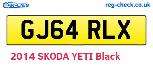GJ64RLX are the vehicle registration plates.