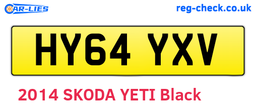 HY64YXV are the vehicle registration plates.