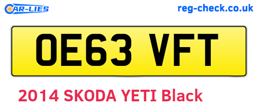 OE63VFT are the vehicle registration plates.