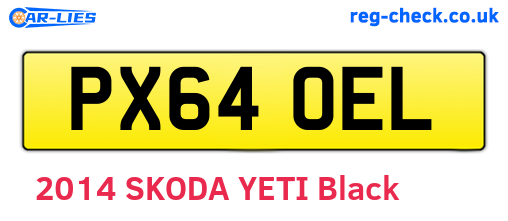 PX64OEL are the vehicle registration plates.