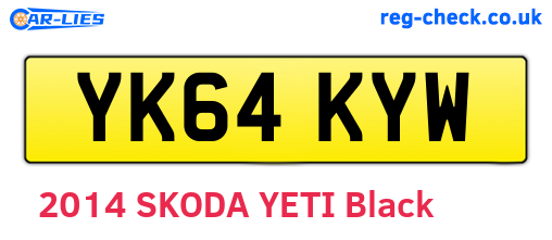 YK64KYW are the vehicle registration plates.