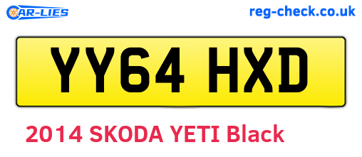 YY64HXD are the vehicle registration plates.