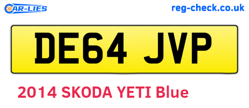 DE64JVP are the vehicle registration plates.