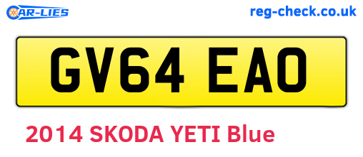 GV64EAO are the vehicle registration plates.