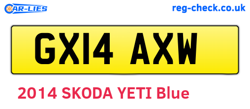 GX14AXW are the vehicle registration plates.