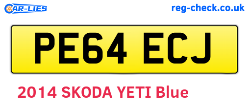 PE64ECJ are the vehicle registration plates.