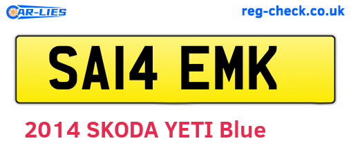 SA14EMK are the vehicle registration plates.