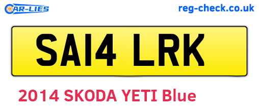SA14LRK are the vehicle registration plates.