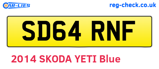 SD64RNF are the vehicle registration plates.