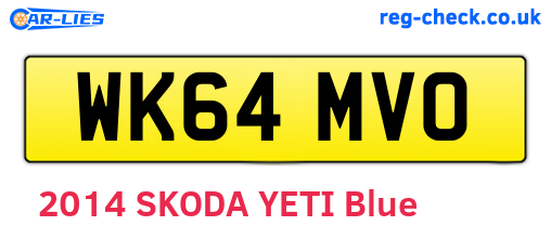 WK64MVO are the vehicle registration plates.