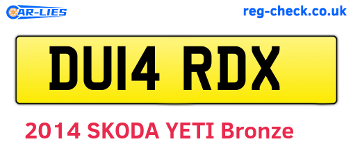 DU14RDX are the vehicle registration plates.