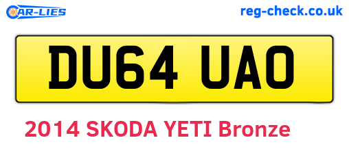 DU64UAO are the vehicle registration plates.