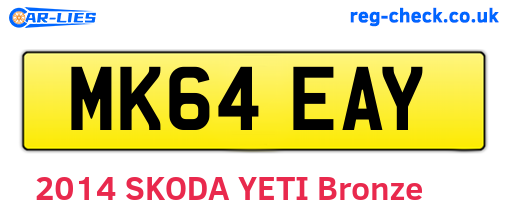MK64EAY are the vehicle registration plates.