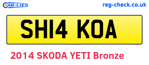 SH14KOA are the vehicle registration plates.