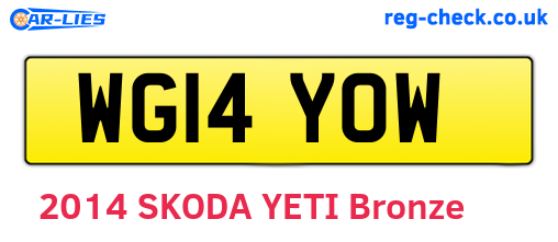 WG14YOW are the vehicle registration plates.
