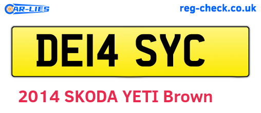 DE14SYC are the vehicle registration plates.