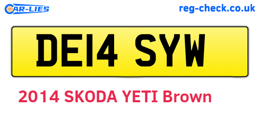 DE14SYW are the vehicle registration plates.