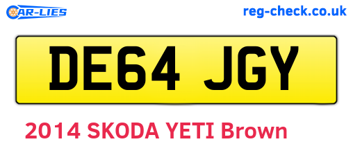 DE64JGY are the vehicle registration plates.