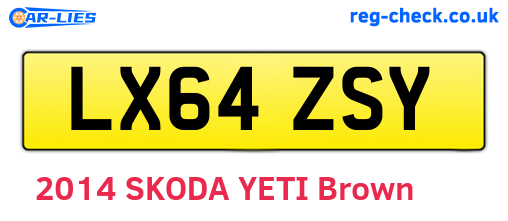 LX64ZSY are the vehicle registration plates.