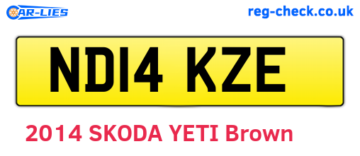 ND14KZE are the vehicle registration plates.