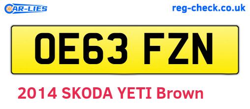 OE63FZN are the vehicle registration plates.