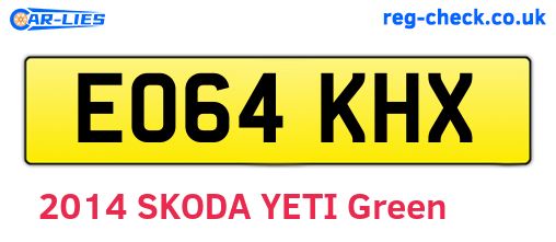 EO64KHX are the vehicle registration plates.