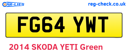 FG64YWT are the vehicle registration plates.