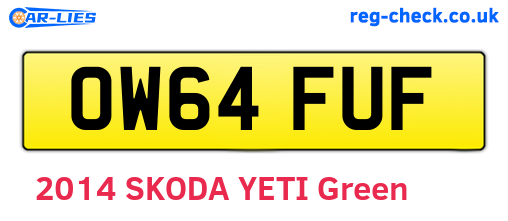 OW64FUF are the vehicle registration plates.