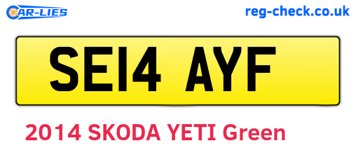 SE14AYF are the vehicle registration plates.