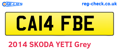 CA14FBE are the vehicle registration plates.