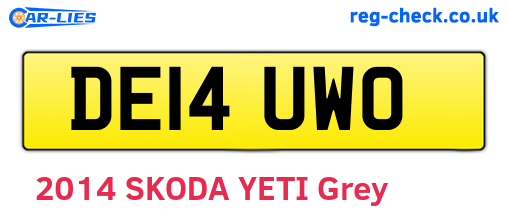 DE14UWO are the vehicle registration plates.