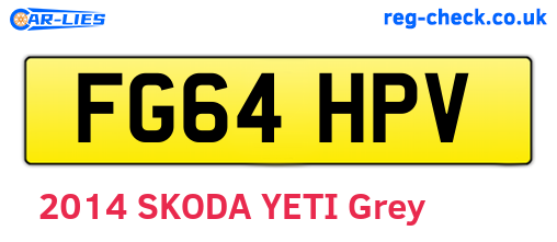 FG64HPV are the vehicle registration plates.