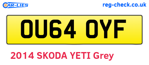 OU64OYF are the vehicle registration plates.