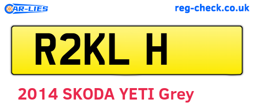 R2KLH are the vehicle registration plates.