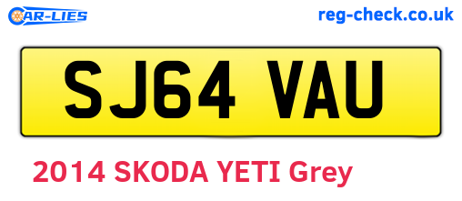 SJ64VAU are the vehicle registration plates.
