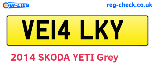 VE14LKY are the vehicle registration plates.