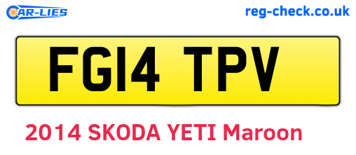 FG14TPV are the vehicle registration plates.