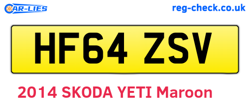 HF64ZSV are the vehicle registration plates.