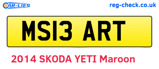MS13ART are the vehicle registration plates.