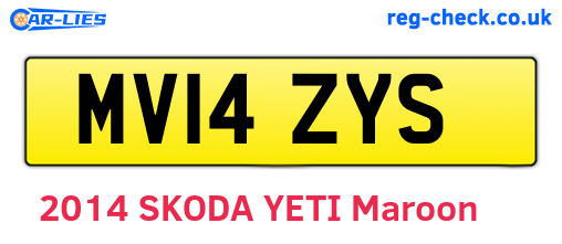 MV14ZYS are the vehicle registration plates.