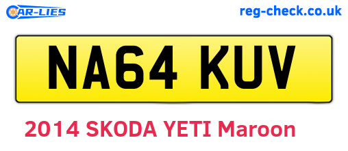 NA64KUV are the vehicle registration plates.