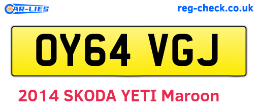 OY64VGJ are the vehicle registration plates.